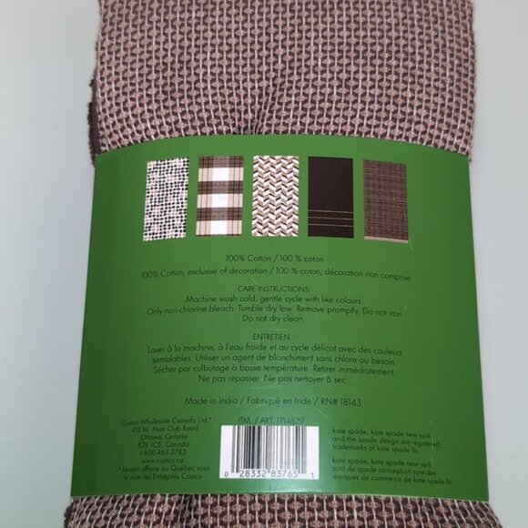 Kate Spade Kitchen Towel Set 5 Pairs Printed Dish Towels Coffee Plaid Chevron - Picture 9 of 12